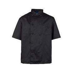 2Xl Mens Chef Coat Black Short Sleeve for AllPoints Part# 10532XL