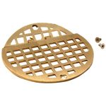 11498 - Hinged 5 1/2 in Round Brass Floor Drain Strainer