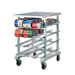 14516 - Half-Size Mobile Can Storage Rack with Stainless Steel Worktop