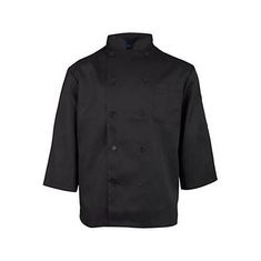 3Xl Black Chef Coat 3/4 Sleeve for AllPoints Part# 16603XL