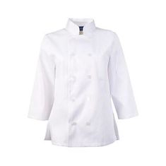 2Xl Ladies Chef Coat White 3/4 Sleeve for AllPoints Part# 18712XL