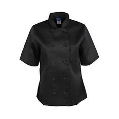 2Xl Ladies Chef Coat Black Short Sleeve for AllPoints Part# 18752XL