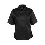 Xs Ladies Chef Coat Black Short Sleeve for AllPoints Part# 1875XS