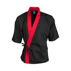 Lg Sushi Chef Coat Black/Red 3/4 Sleeve for AllPoints Part# 2129BKRDL