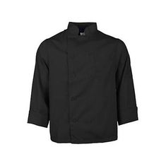 Xs Lw Chef Coat Black Long Sleeve for AllPoints Part# 2577BLKXS