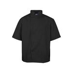 2578BLKL - Lg Lightweight Short Sleeve Black Chef Coat