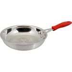 Browne Foodservice 5812808 Thermalloy Fry Pan, 8" Dia. X 1-7/8"H, Without Cover, Non-Drip Edge, Riveted Steel Handle With Ergonomic Removable Red Silicone Heat Resistant Sleeve (To 572 F), Corrosion Resistant, Operates With Gas/Electric/Ceramic/Halogen, 2-Ply Stainless Steel Int