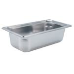 Vollrath 90342 Super Pan 3 1/3 Gn Food Pan, 4" Deep, (100Mm), 3.9 Qt Capacity, 22 Gauge, 300 Series Stainless Steel, Top Flange Corners With Concave Indentation, Anti-Jamming, Ramped Sides, Reverse Form Flattened Edge, Framing Shoulder, Interchangeable With Spv Plastic