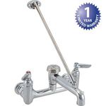 T&S Brass B-0665-BSTP Service Sink Faucet, Wall Mount, 8" Centers, Built-In Stops