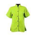 KNG2127LMSLL - Large Women's Active Lime Green and Slate Chef Shirt