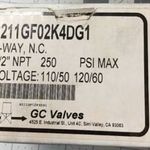 1/2"N/C 120V, 1/250#VALVE,230F For GC Valves Part# S211GF02K4DG1