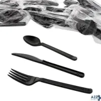 AmerCareRoyal 3KP505B-C Three Piece Meal Kit With Black Heavy Weight Fork, Knif