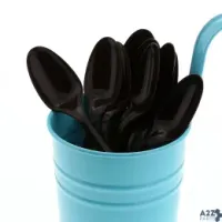 AmerCareRoyal P2203B Medium Weight Black Polypropylene Plastic Teaspoons, Ca