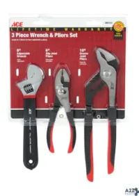 Ace Trading 2001212A 3 Pc Nickel Chrome Steel Plier And Wrench Set 6/8/10 In