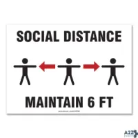 Accuform MGNF544VPESP Social Distance Signs, Wall, 10 X 7, "Social Distanc