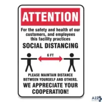 Accuform MGNG901VPESP Social Distance Signs, Wall, 7 X 10, Customers And Empl