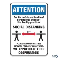 Accuform MGNG903VPESP Social Distance Signs, Wall, 7 X 10, Patients And Staff