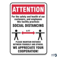 Accuform MGNG905VPESP Social Distance Signs, Wall, 10 X 14, Customers And Emp