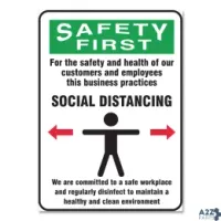 Accuform MGNG908VPESP Social Distance Signs, Wall, 10 X 14, Customers And Emp
