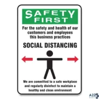 Accuform MGNG909VPESP Social Distance Signs, Wall, 7 X 10, Customers And Empl