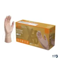 Ammex Corp GPX346100 X3 Vinyl Disposable Gloves Large Clear Powder Free 100