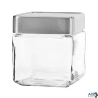 Anchor Hocking 85753 Jar, 1 Qt., 4-1/4"W X 4-7/8"H, Square, Stackable, Met