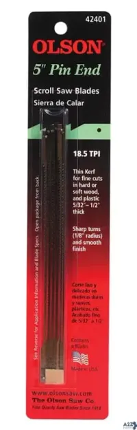 Blackstone Industries 42401 Olson 5 In. Carbon Steel Scroll Saw Blade 18.5 Tpi 6 Pk