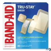 Band-Aid 4669 Tru-Stay Sheer Strips Adhesive Bandages, Assorted, 80/B