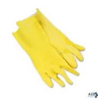 Boardwalk BWK242L Flock-Lined Latex Cleaning Gloves, Large, Yellow, 12 Pa
