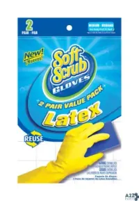 Big Time Products LLC 12322-26 Soft Scrub Latex Cleaning Gloves M Yellow 2 Pair - Tota