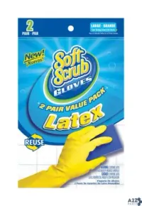Big Time Products LLC 12323-26 Soft Scrub Latex Cleaning Gloves L Yellow 2 Pair - Tota
