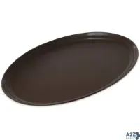 Carlisle 2500GR2076 Griptite 2 Serving Tray, 24"L X 19"W, Oval, Stain And Odor Resistant, Non-Skid Surface, Coated Edges, Dishwasher Safe, Fiberglass, Brown, Nsf