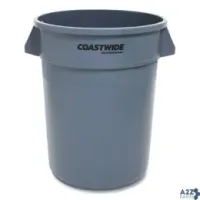 Coastwide Professional CW50716 OPEN TOP ROUND TRASH CAN PLASTIC 32 GAL GRAY