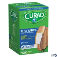 Curad CUR0700RB Flex Fabric Bandages, Assorted Sizes, 100/Box