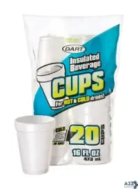 Dart 16FP20 Dart Foam Insulated Beverage Cups 20 Pk - Total Qty: 12