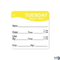 Day Mark 1100352 MOVEMARK 2 IN X 2 IN TUESDAY USE BY LABEL