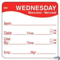 Day Mark 1100353 MOVEMARK 2" WEDNESDAY USE BY DAY SQUARE - 500 / RL