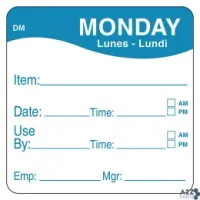 Day Mark 1100531 2" MONDAY USE BY DAY SQUARE - 250 / RL
