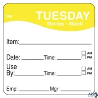 Day Mark 1100532 2" TUESDAY USE BY DAY SQUARE - 250 / RL