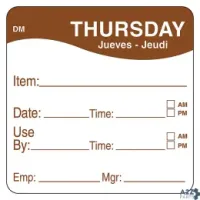 Day Mark 1100534 2" THURSDAY USE BY DAY SQUARE - 250 / RL