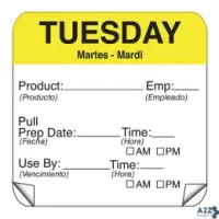 Day Mark 115151-2 2" TUESDAY USE BY DAY SQUARE - 500 / RL