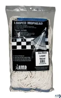 Elite Mops & Brooms Inc 114-LOOPED-WW 24 Oz Looped Polyester Blend Mop Refill 1 Pk - Total Qt