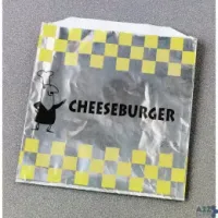 Fischer Paper 802 Cheeseburger Graphic Foil Food Bag - 6"L X 3/4"D X, (