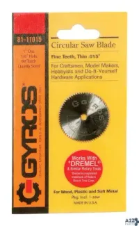 Gyros Precision Tools 81-11015 1 In. Dia. X 1/8 In. Fine Steel Circular Saw Blade 68 T