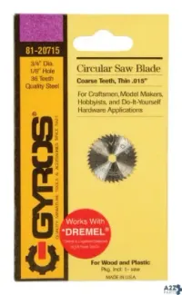 Gyros Precision Tools 81-20715 3/4 In. Dia. X 1/8 In. Coarse Steel Circular Saw Blade