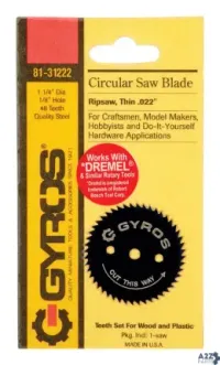 Gyros Precision Tools 81-31222 1-1/4 In. Dia. X 1/8 In. Ripsaw Steel Circular Saw Blad