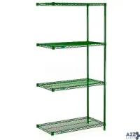 Nexel Industries A14308G POLY-GREEN, 4 TIER, WIRE SHELVING ADD-ON