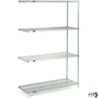 Nexel Industries A14308S 4 TIER WIRE SHELVING ADD-ON UNIT, STAINLESS