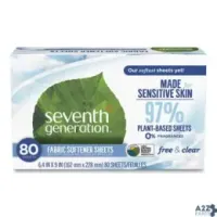 Seventh Generation Prof 10732913449306 NATURAL FABRIC SOFTENER SHEETS, UNSCENTED, 80 SHEE