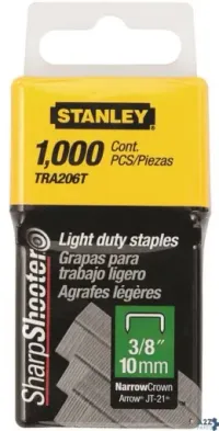 Stanley Tools TRA206T WIDE CROWN STAPLE 3/8 IN L LEG 22G